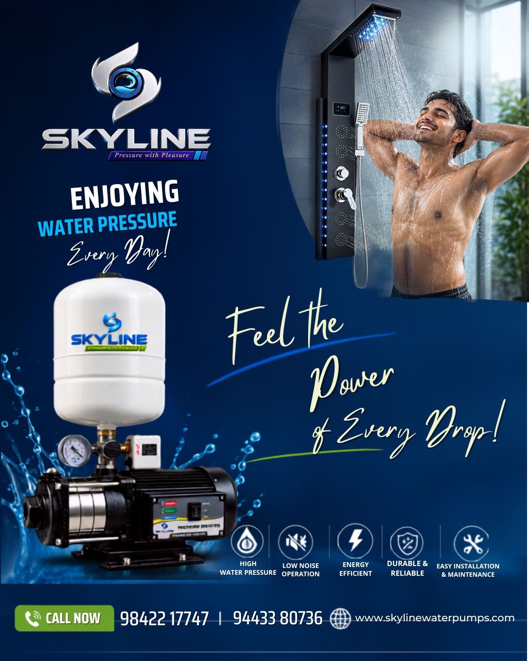 Feel the Power of Every Drop with SKYLINE Pressure Booster Pumps!