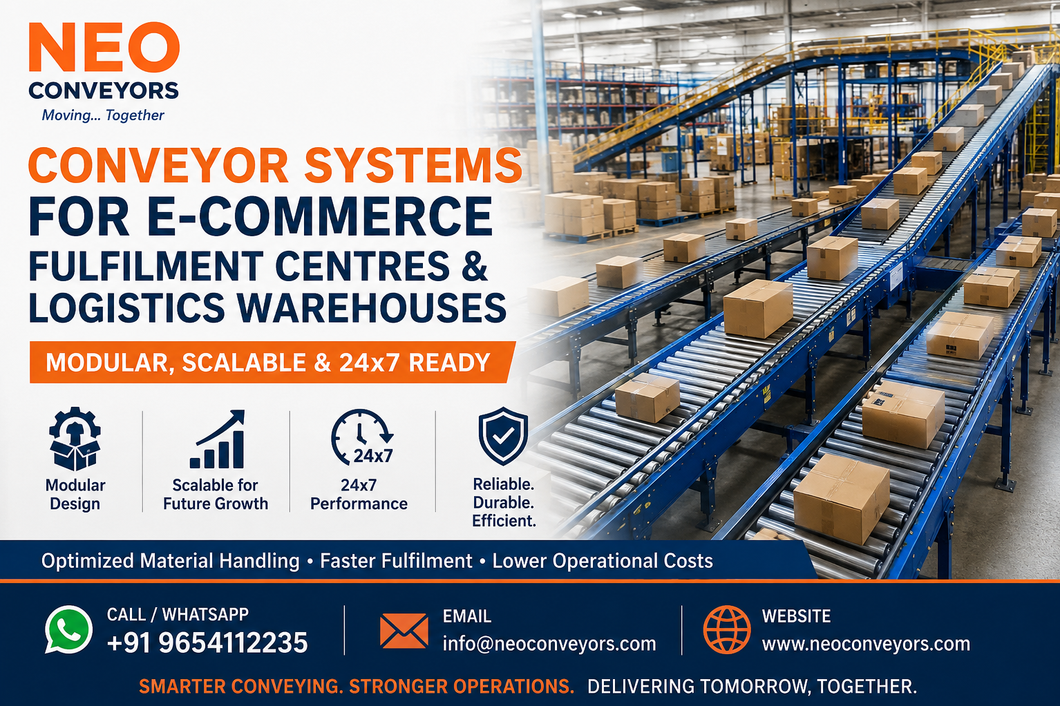 Conveyor Systems for E-Commerce Fulfilment Centres & Logistics Warehouses Modular, Scalable & 24x7