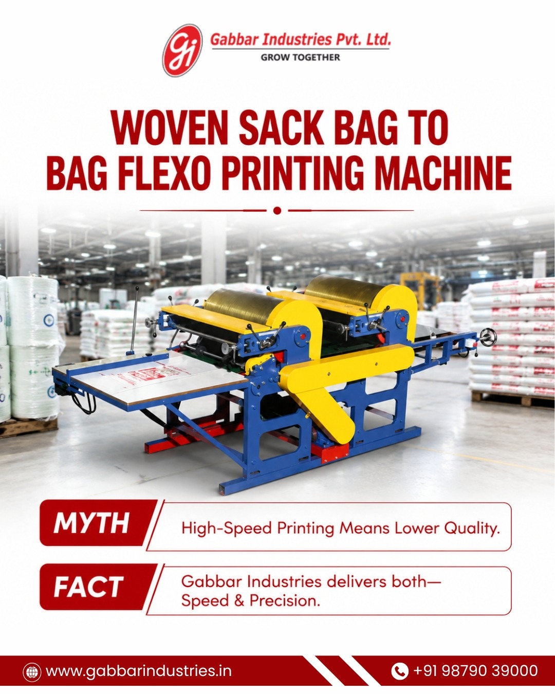 Woven Sack Bag To Bag Flexo Printing Machine in Ahmedabad | Gabbar Industries Pvt Ltd