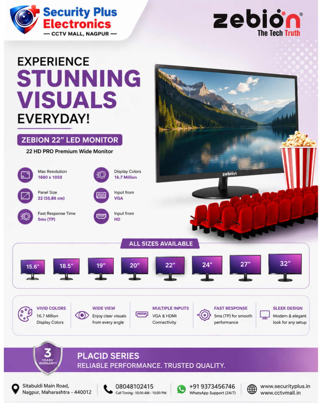 Zebion LED Monitors – 19" to All Sizes Available in Ready Stock