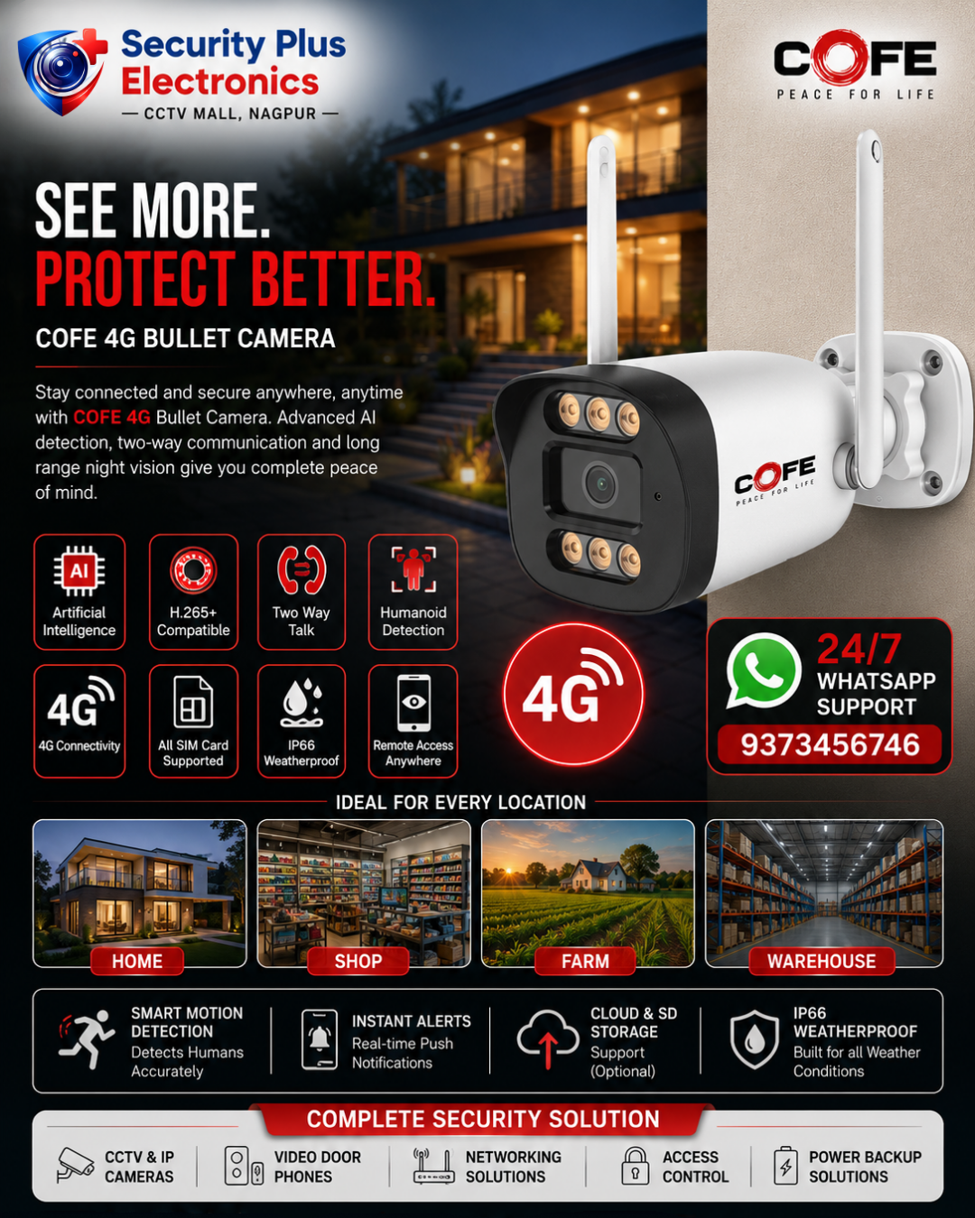 COFE 4G Wireless Bullet Camera – Smart Outdoor Security Without Wi-Fi