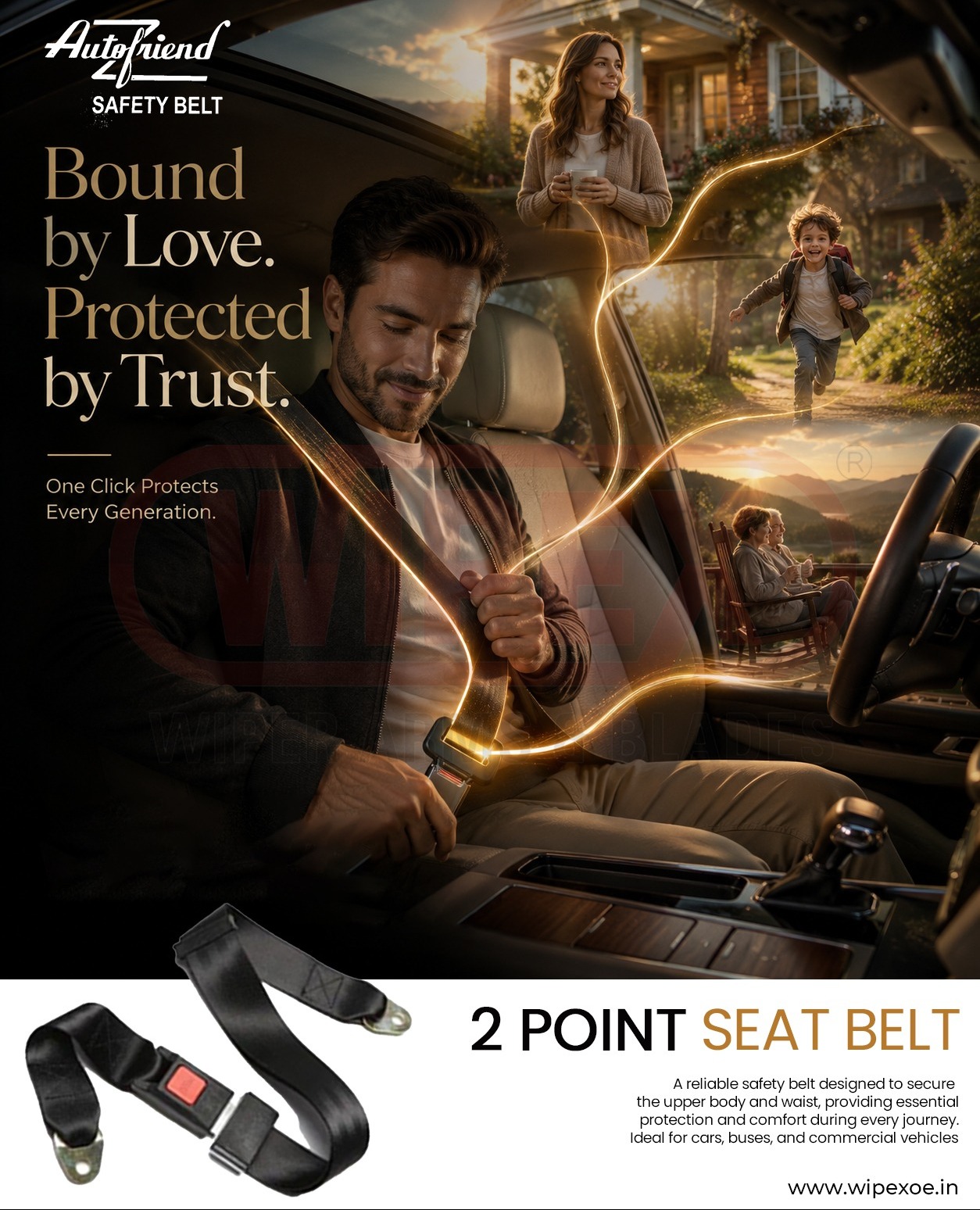 2 Point Car Seat Belt Manufacturers & Exporter in India | Wipex Industries