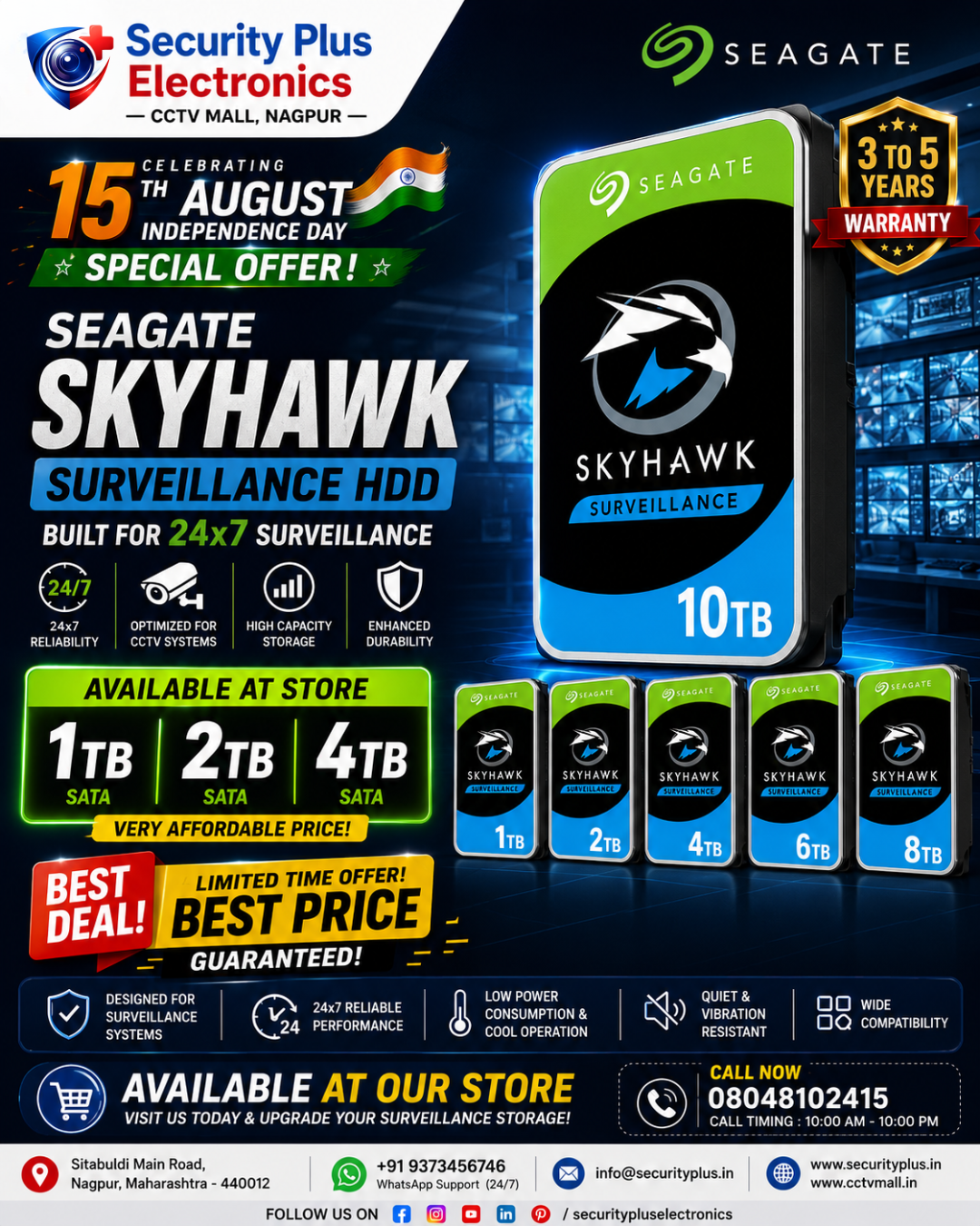 Seagate Surveillance HDD 1TB to 10TB – Reliable Storage for 24×7 CCTV Protection