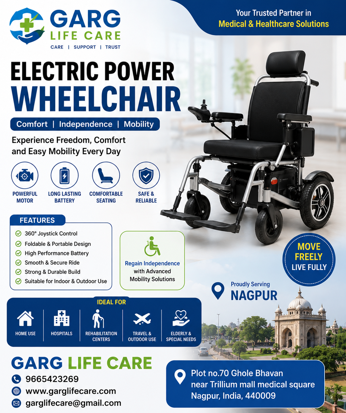 EVOX Electric Wheelchair in Nagpur | Garg Life Care EVOX Electric Wheelchair Supplier in Nagpur