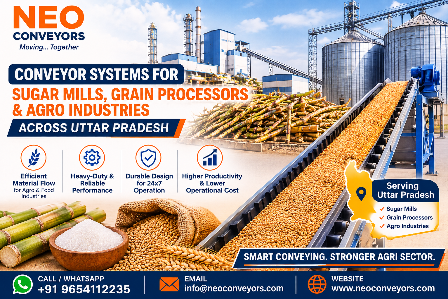 Conveyor Systems for Sugar Mills, Grain Processors & Agro Industries Across Uttar Pradesh
