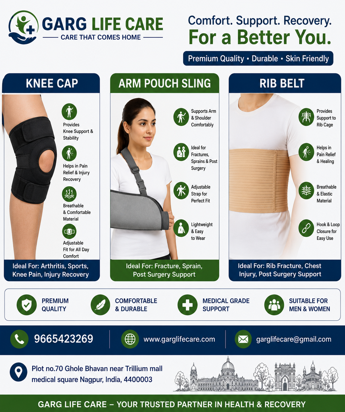Orthopedic Belts & Supports in Nagpur | Garg Life Care Rib Belt, Sacral Belt, Shoulder Support & Ort