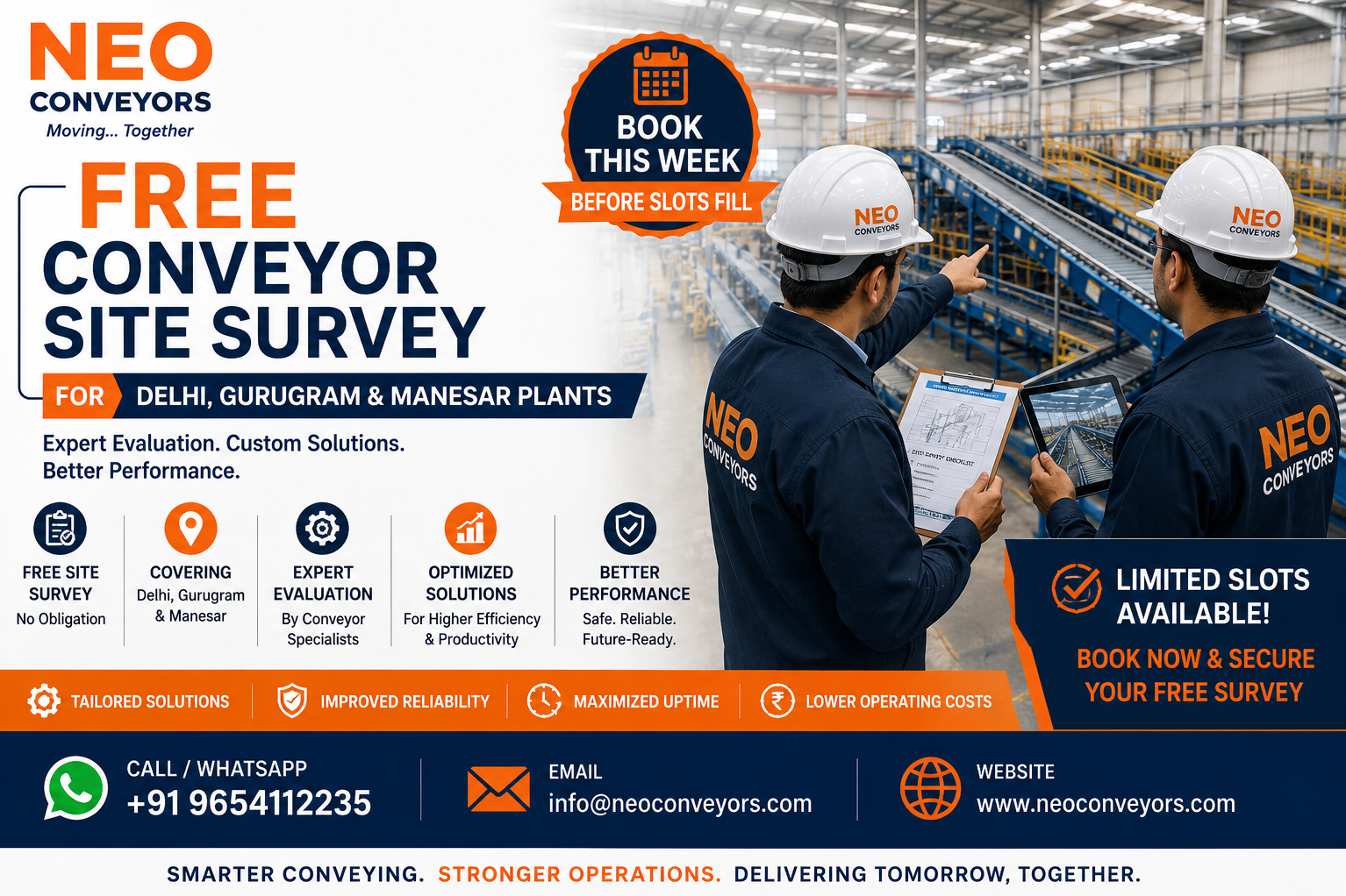 FREE Conveyor Site Survey for Delhi, Gurugram & Manesar Plants - Book This Week Before Slots Fill