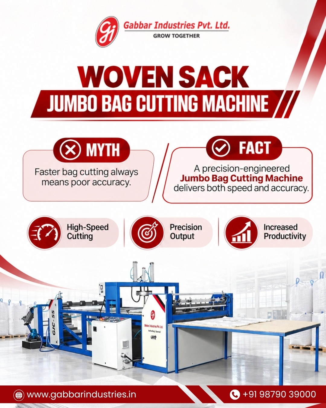 Woven Sack Jumbo Bag Cutting Machine Manufacturer in Ahmedabad|Gabbar Industries Pvt Ltd