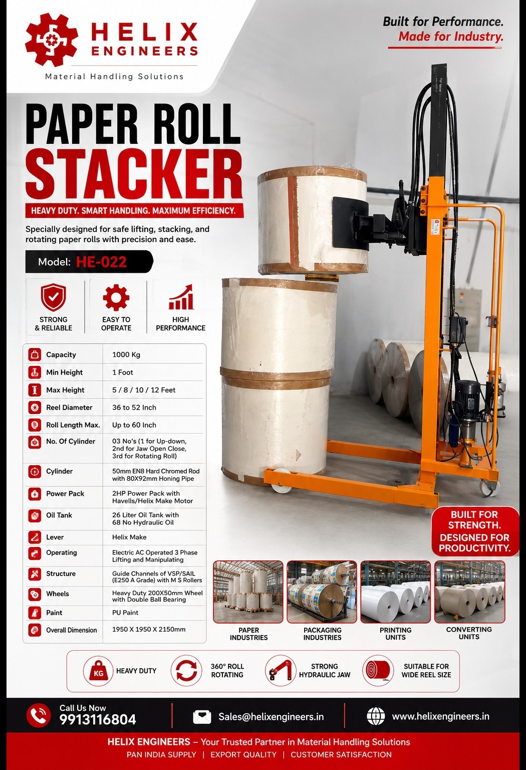 Paper Roll Stacker Supplier in Hosur – Helix Engineers