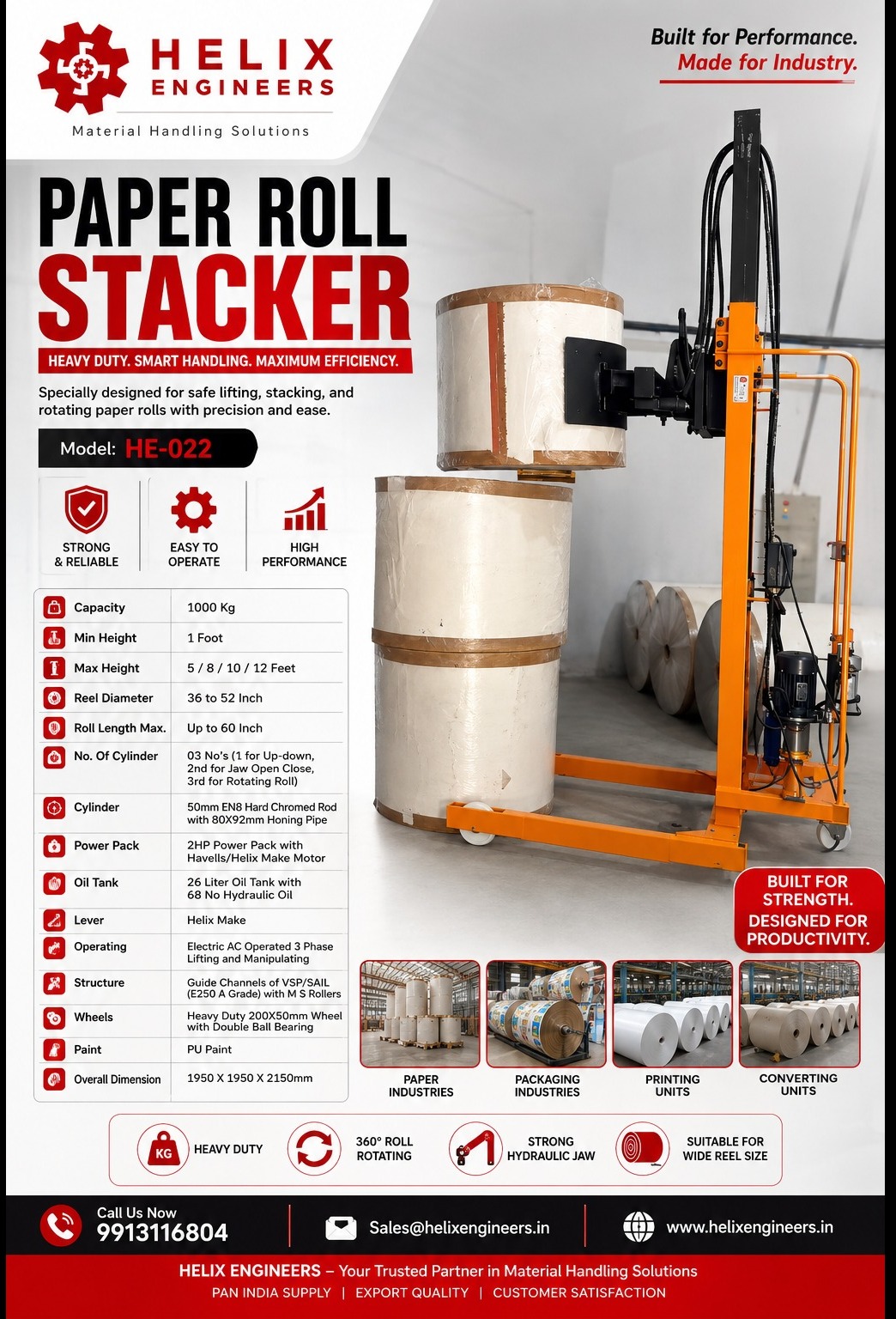 Paper Roll Stacker Supplier in Chennai – Helix Engineers