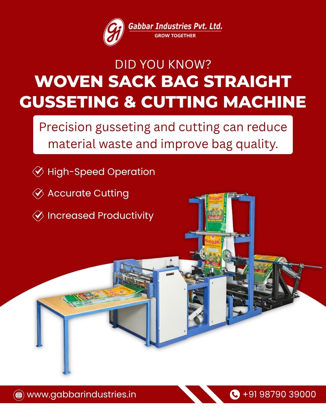 Woven Sack Bag Straight Gusseting & Cutting Machine