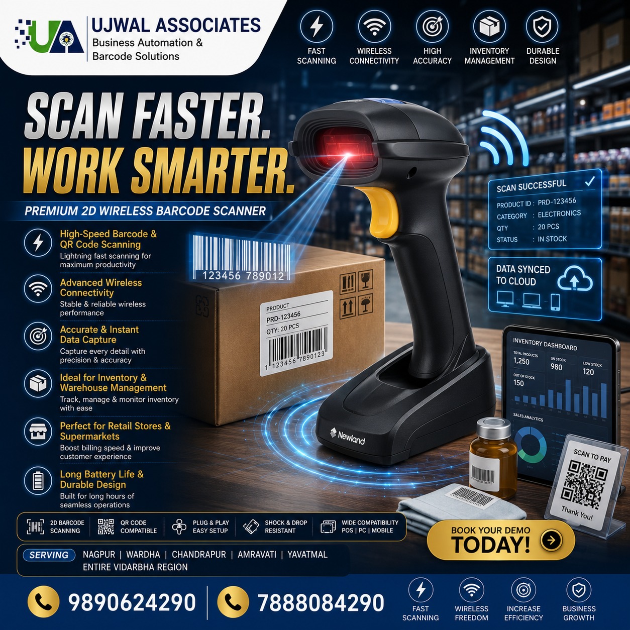 1D & 2D Wired & Wireless Barcode Scanner Supplier in Nagpur – Ujwal Associates
