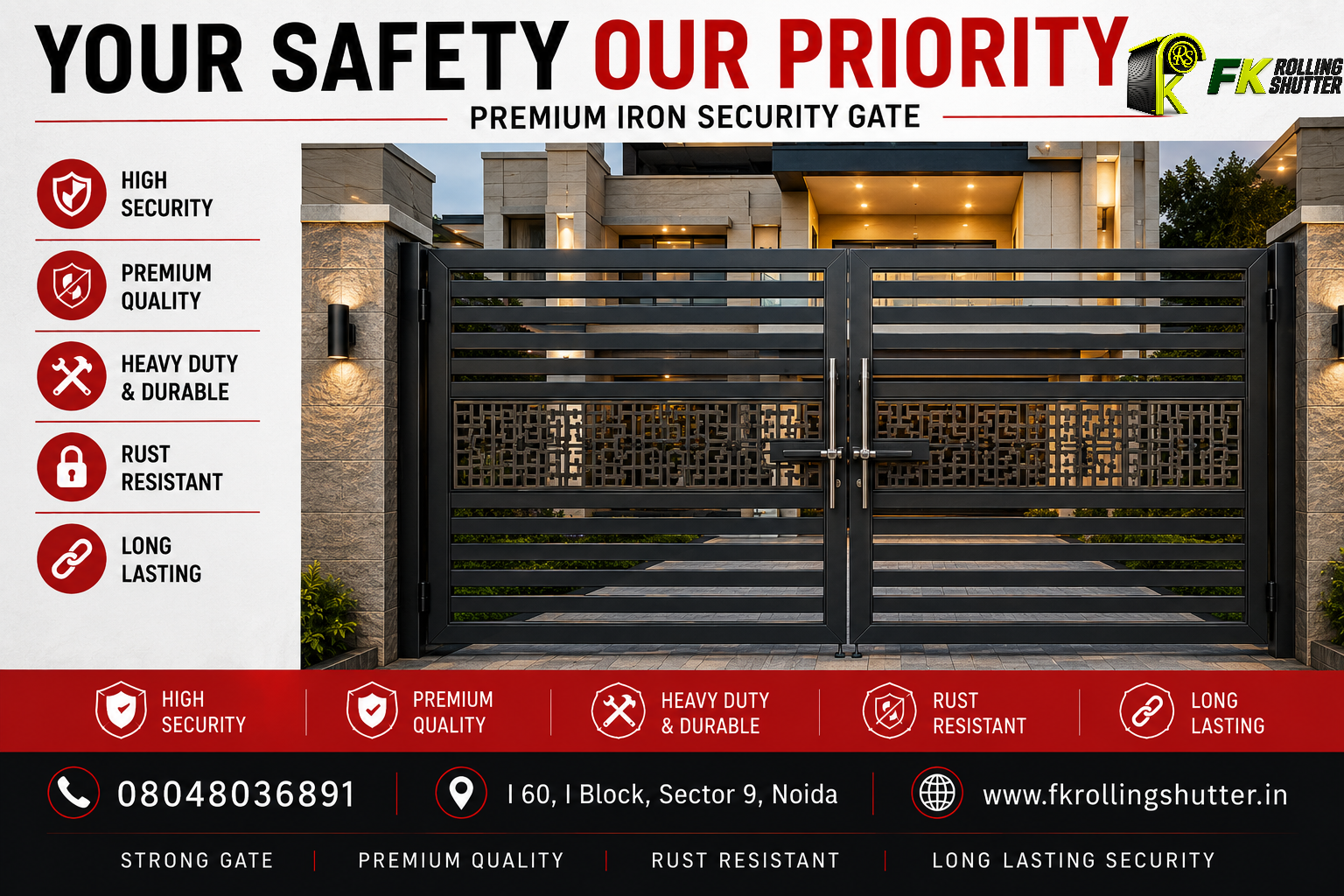 MS Security Gate Manufacturer in Noida Sector 8