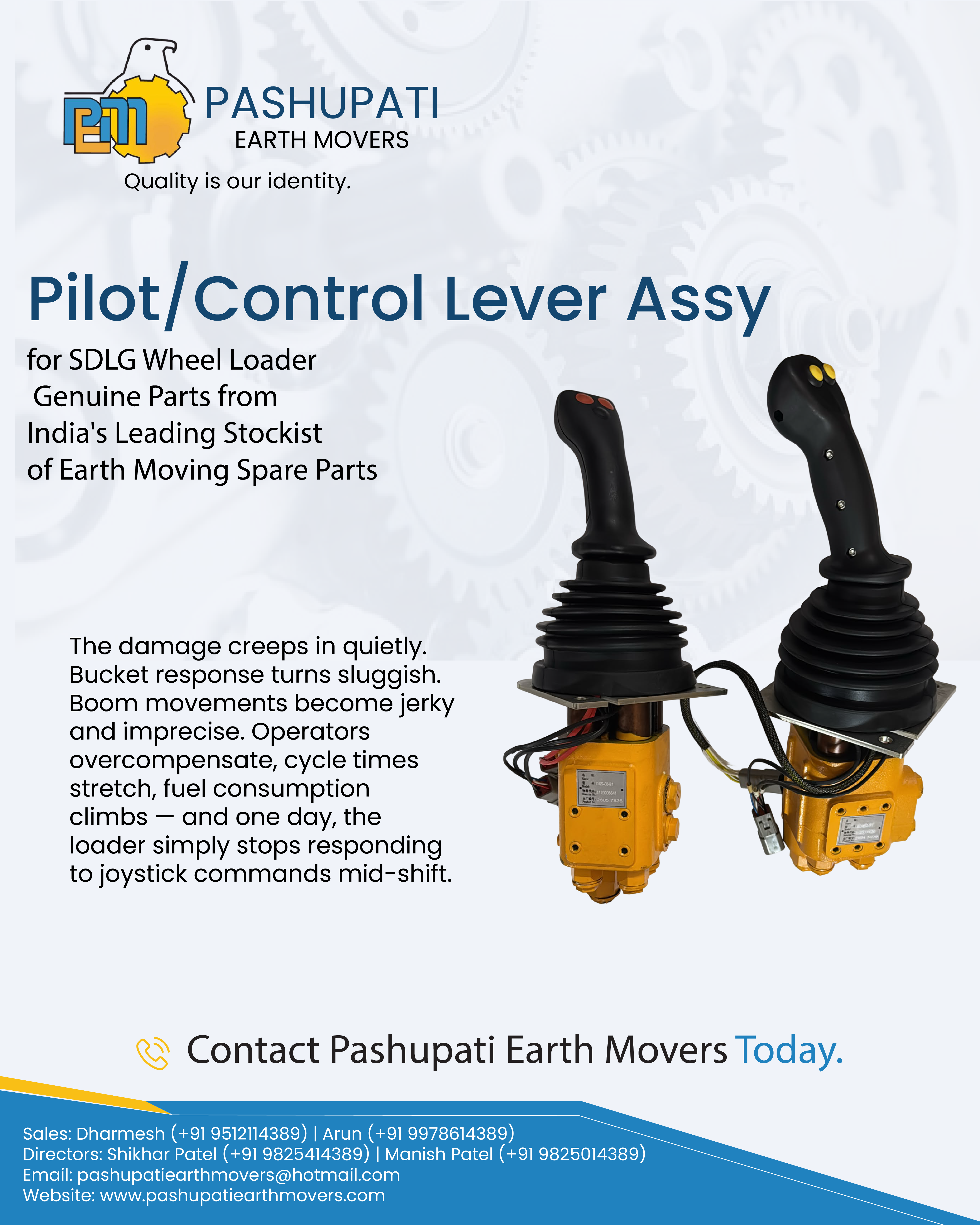 Pilot/Control Lever Assy for SDLG Wheel Loader — Genuine Parts from India's Leading Stockist of Eart