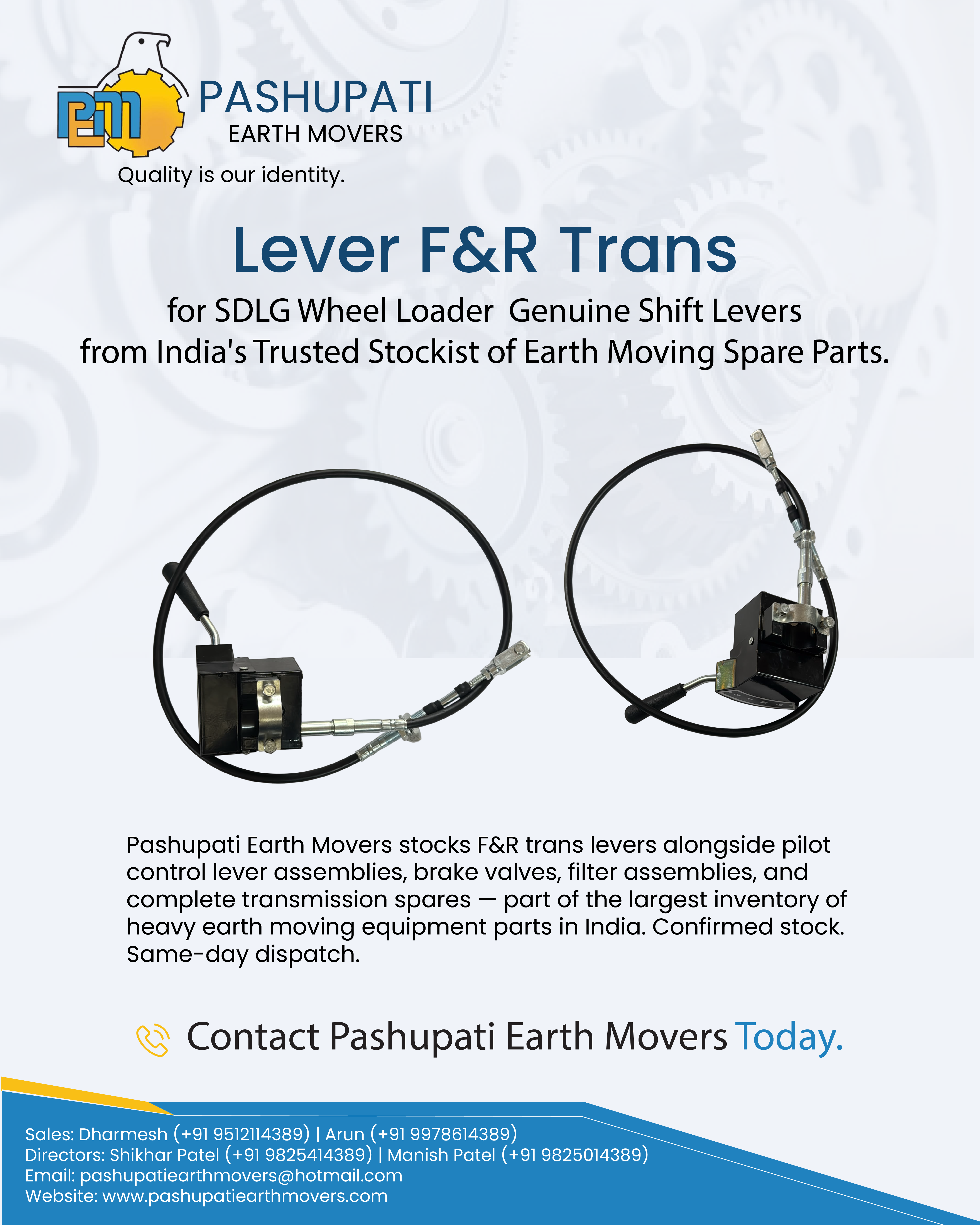 Lever F&R Trans for SDLG Wheel Loader — Genuine Shift Levers from India's Trusted Stockist of Earth