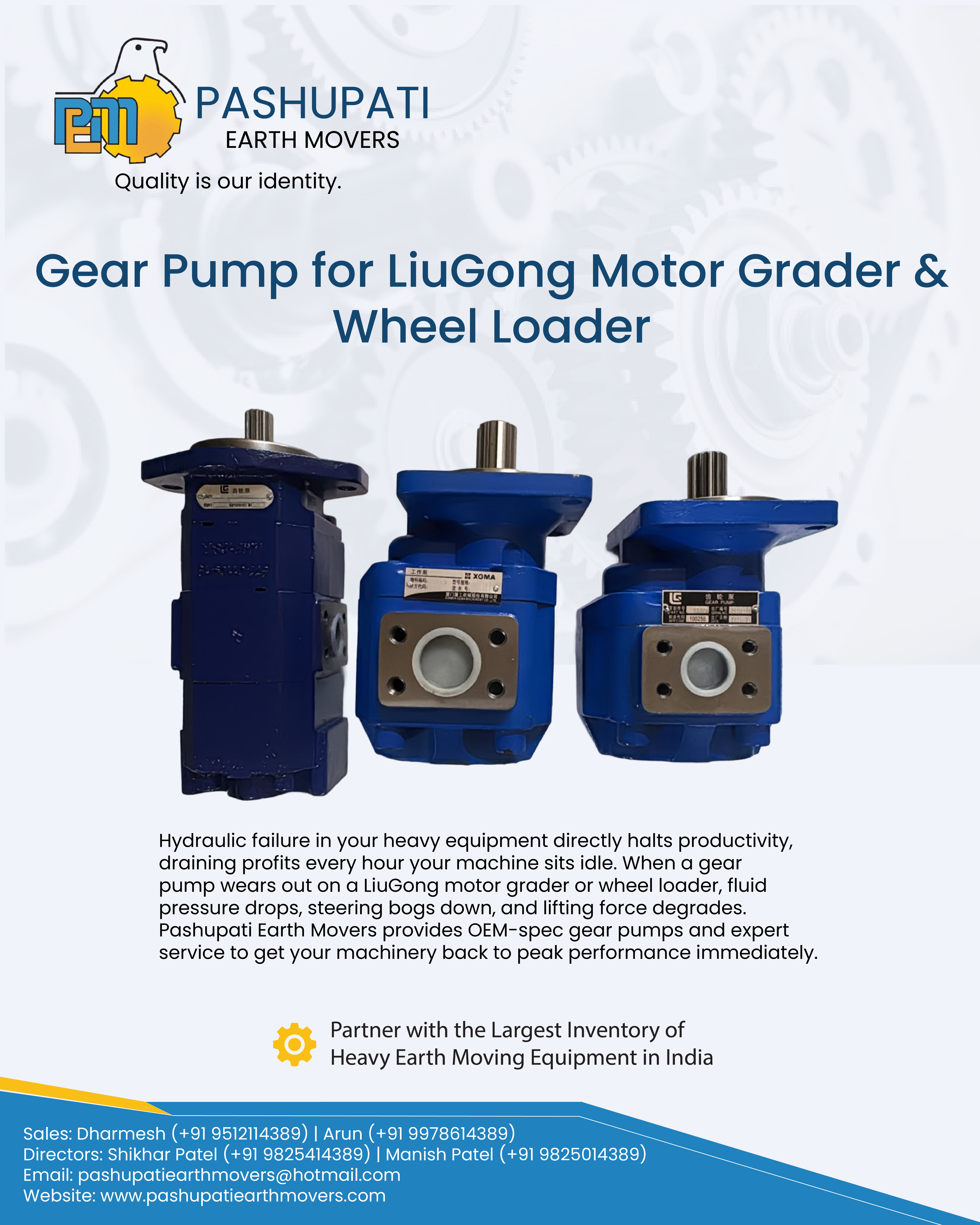 Gear Pump for LiuGong Motor Grader & Wheel Loader | Stockist of Earth Moving Spareparts