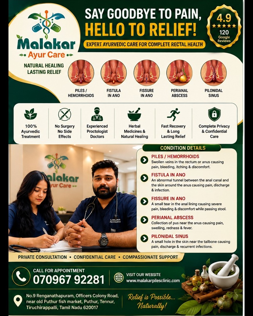 🌿 Pilonidal Sinus Treatment in Trichy | MALAKAR AYUR CARE ✨ main image
