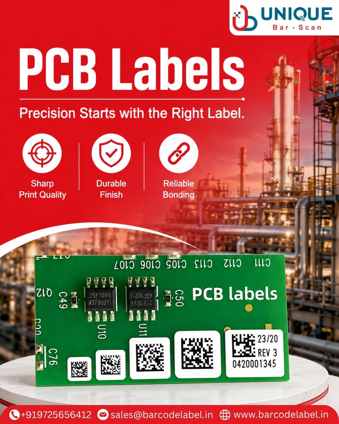 PCB Labels Manufacturer in Ahmedabad | Unique Bar-Scan