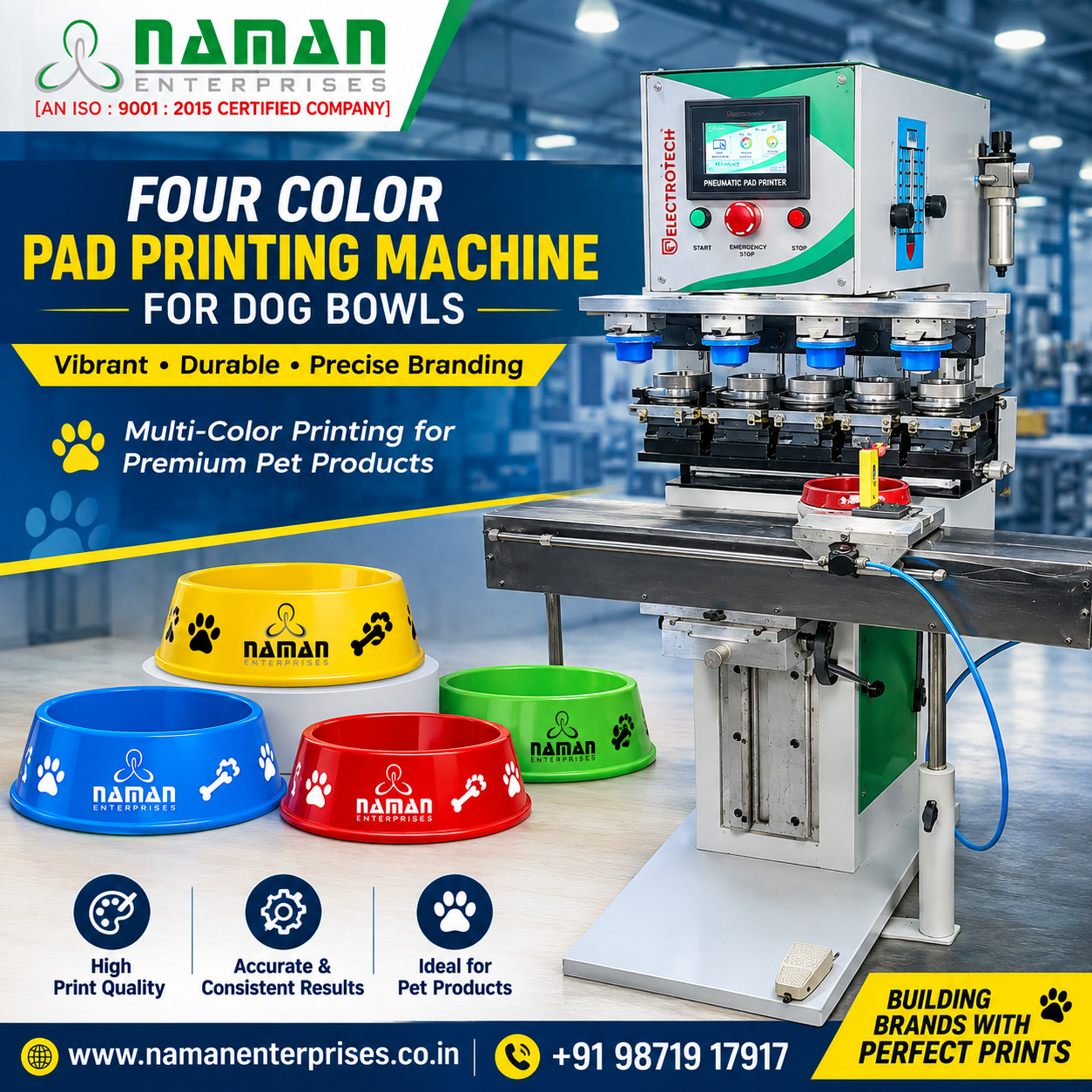 Four Color Pad Printing Machine for Dog Bowls