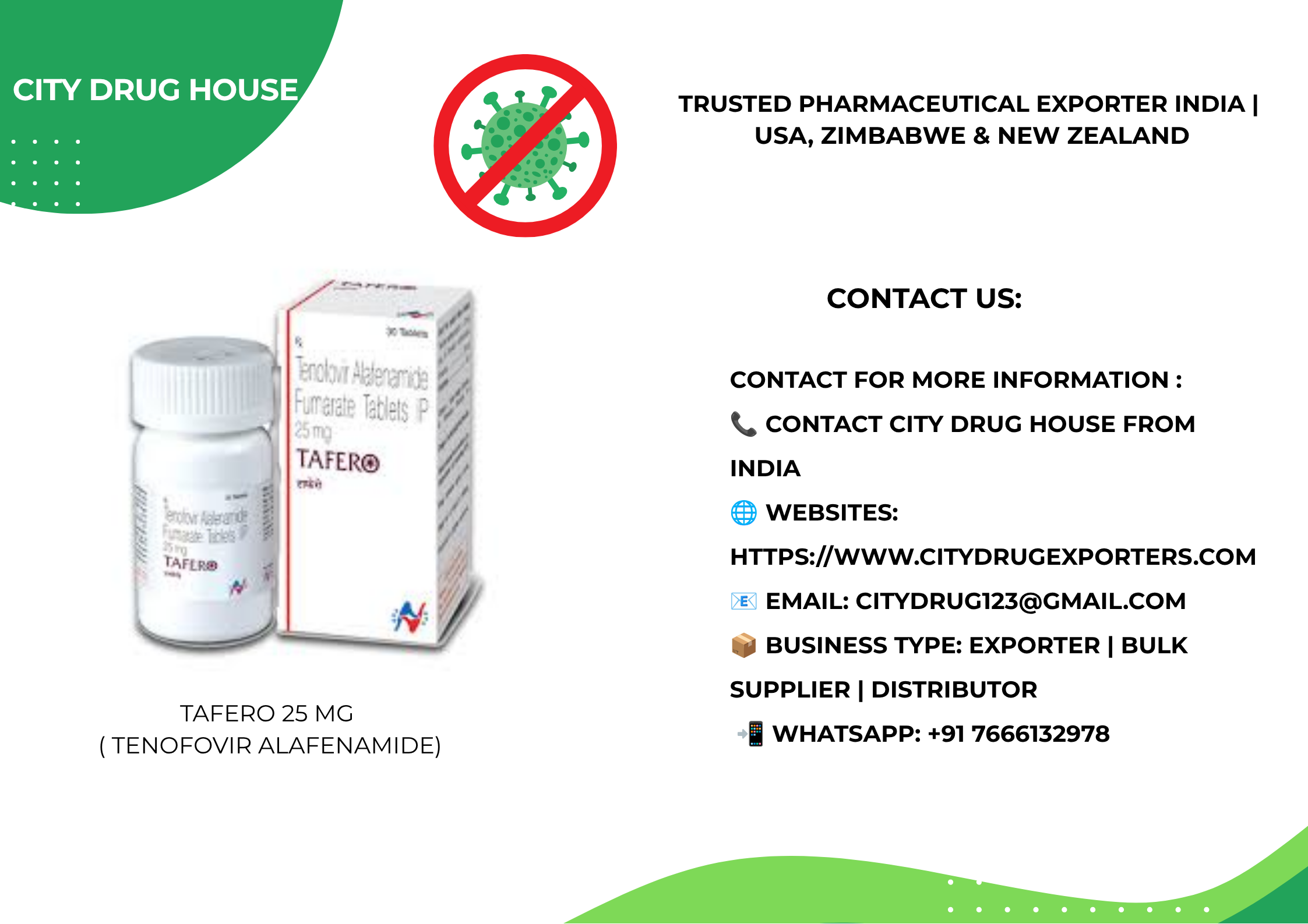 Tafero 25 mg ( Tenofovir Alafenamide) | Global Pharma Exporter