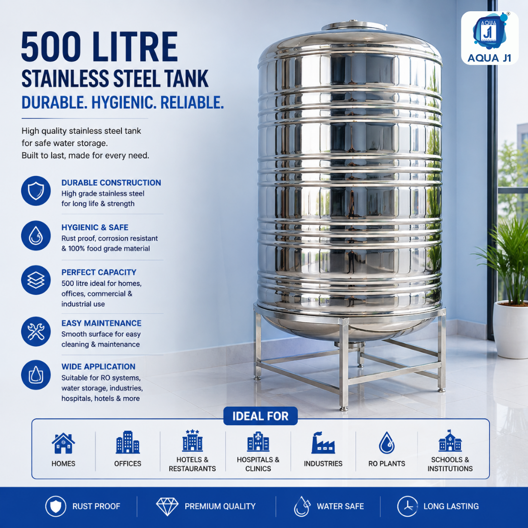 500 Litre Stainless Steel Tank in Pune | Aqua J1 Technologies