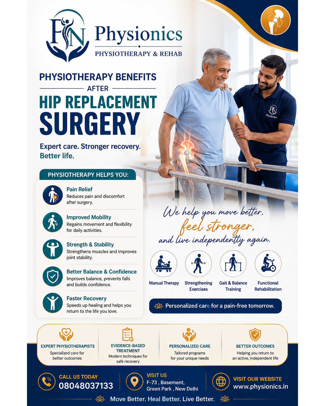 Post-Hip Replacement Rehabilitation in South Delhi | Physionyx