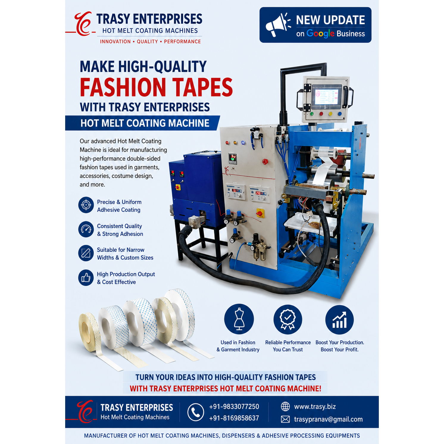 Fashion Tape Manufacturing Using Trasy Enterprises Hot Melt Coating Machine