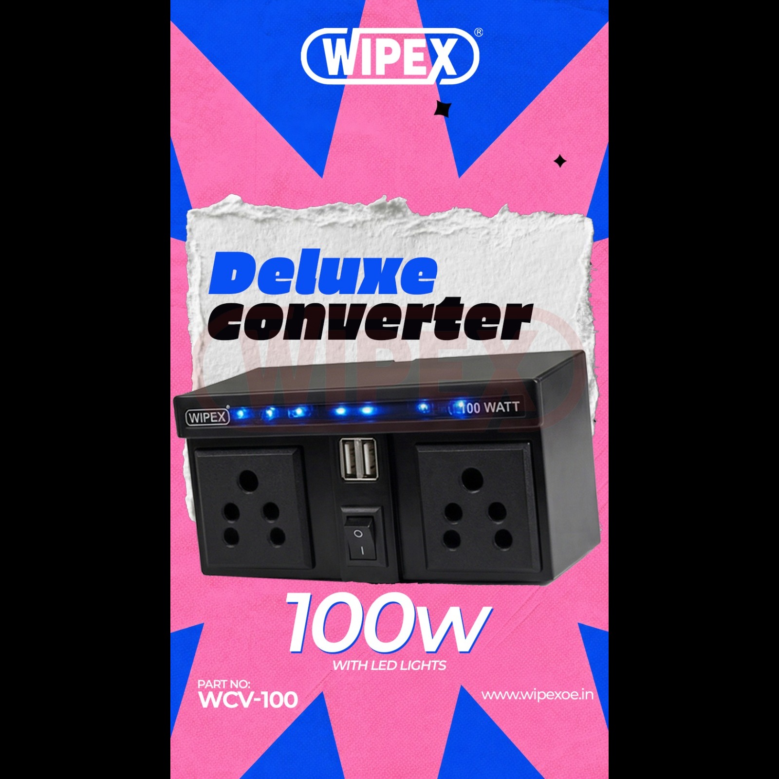 Deluxe DC to AC Converter 100W Manufacturers in India | Wipex Industries