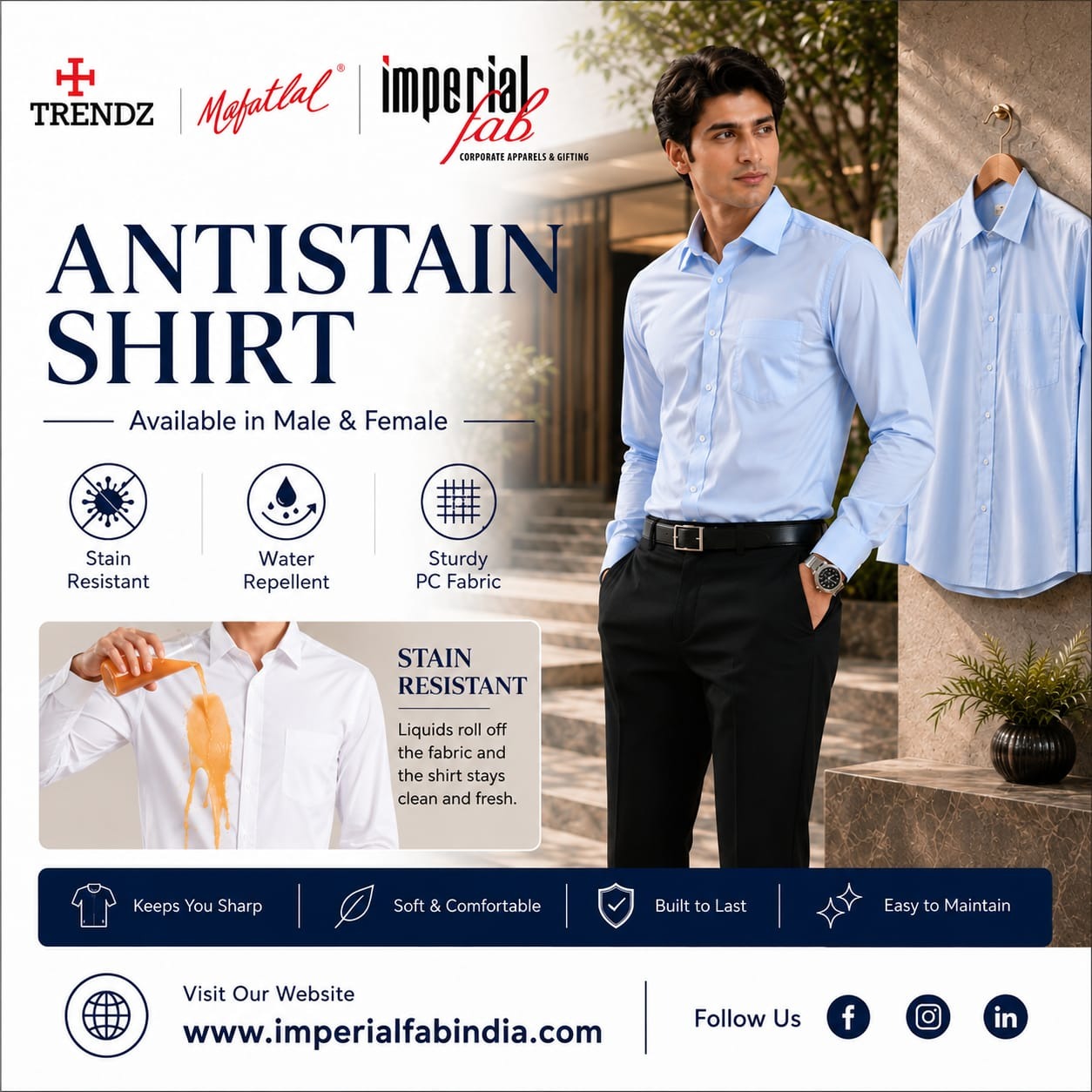 Trendz By Mafatlal Antistain Shirt – Smart Style. Easy Care.