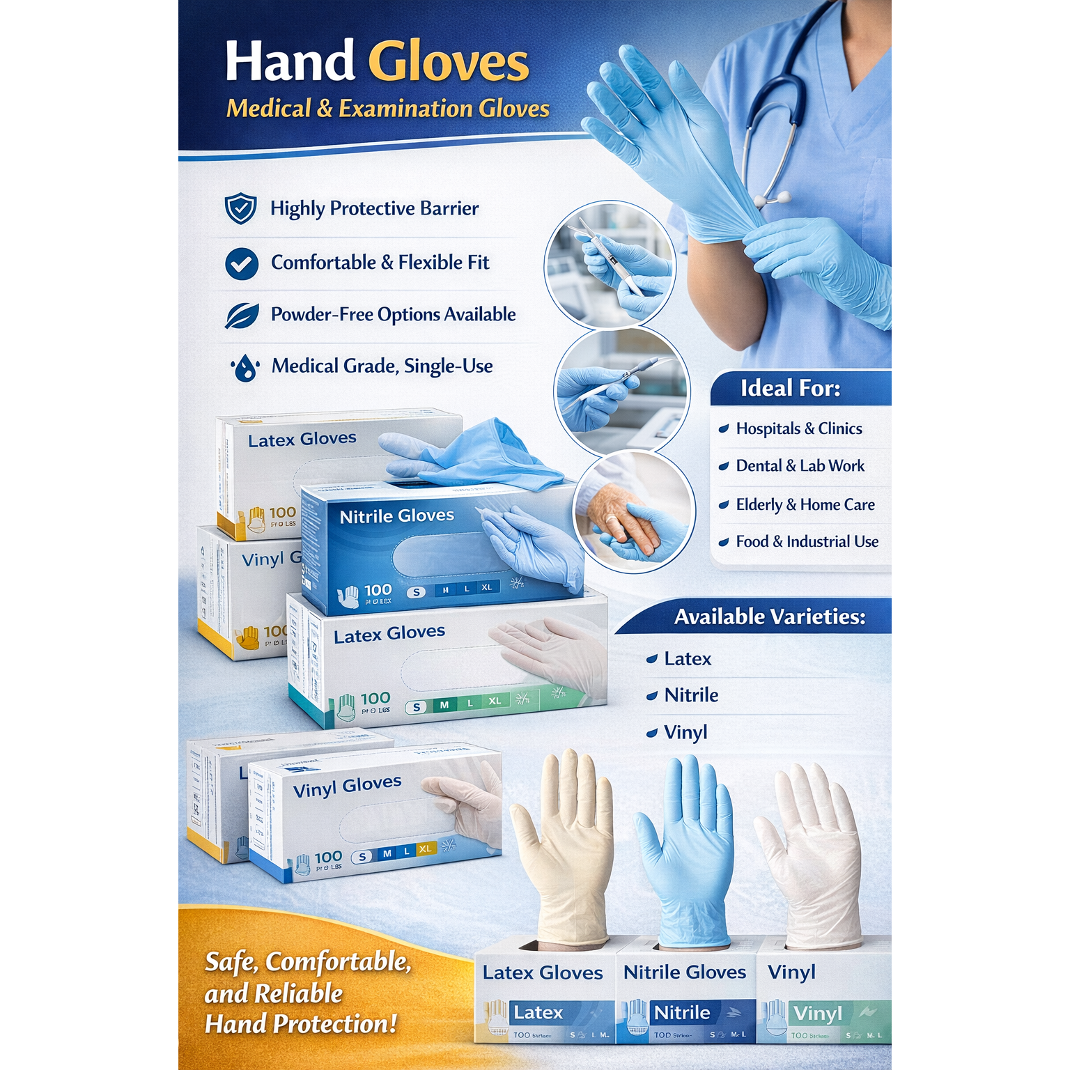 Disposable Hand Gloves – Medical & Hospital Use