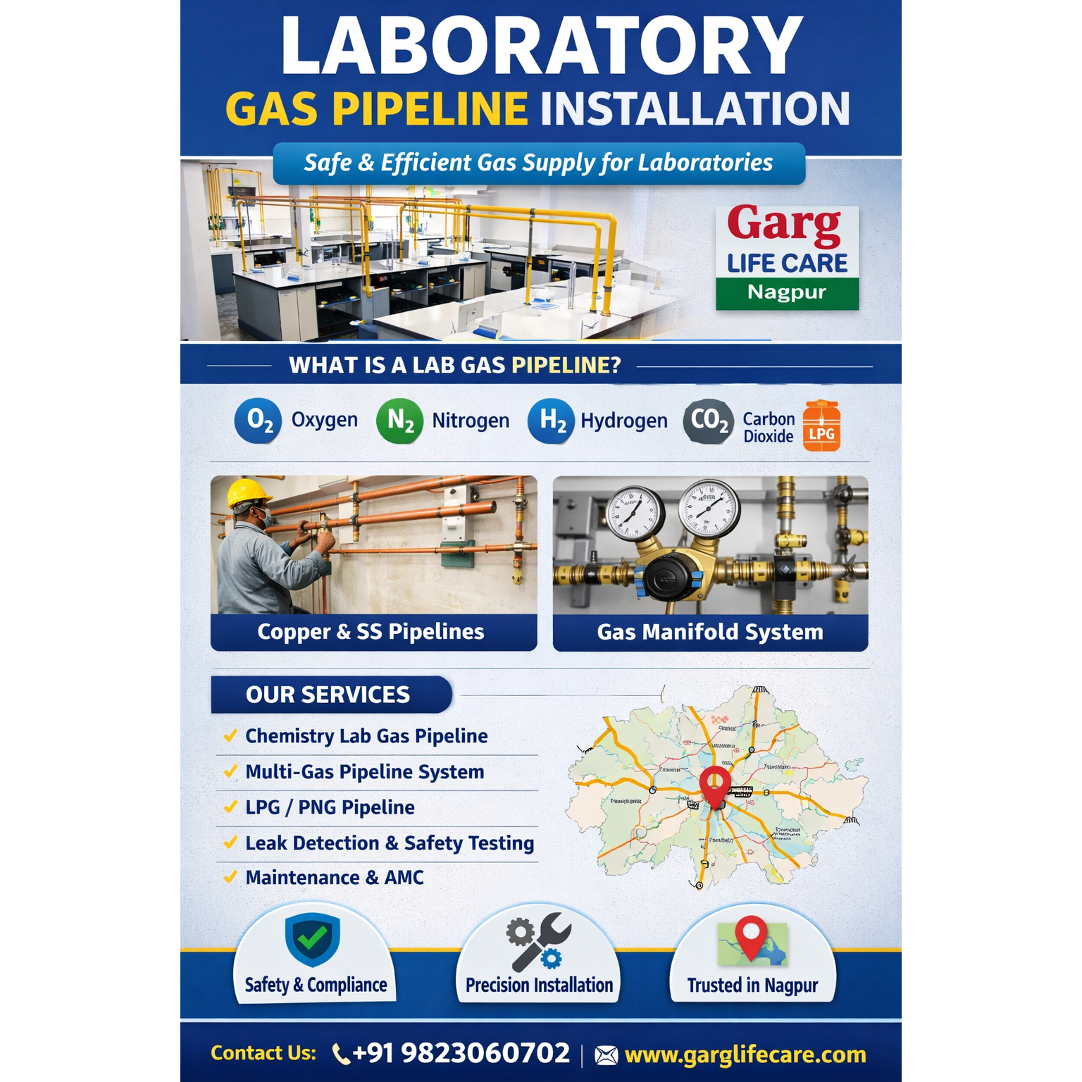 Laboratory Oxygen Gas Pipeline System