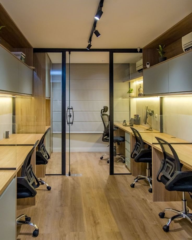 Space efficient office layout interior design