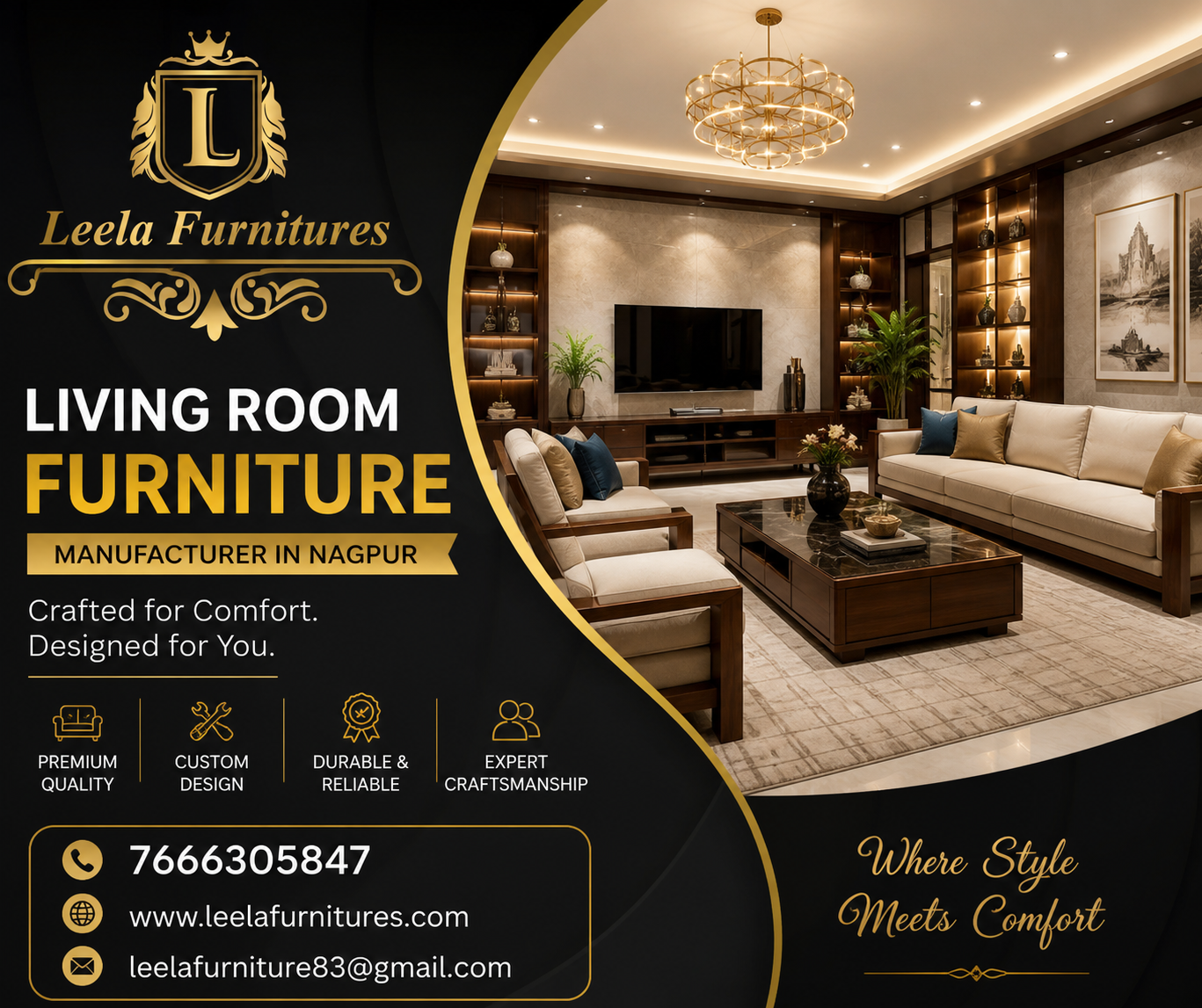 Living Room Furniture Manufacturer in Leela Furnitures, Nagpur
