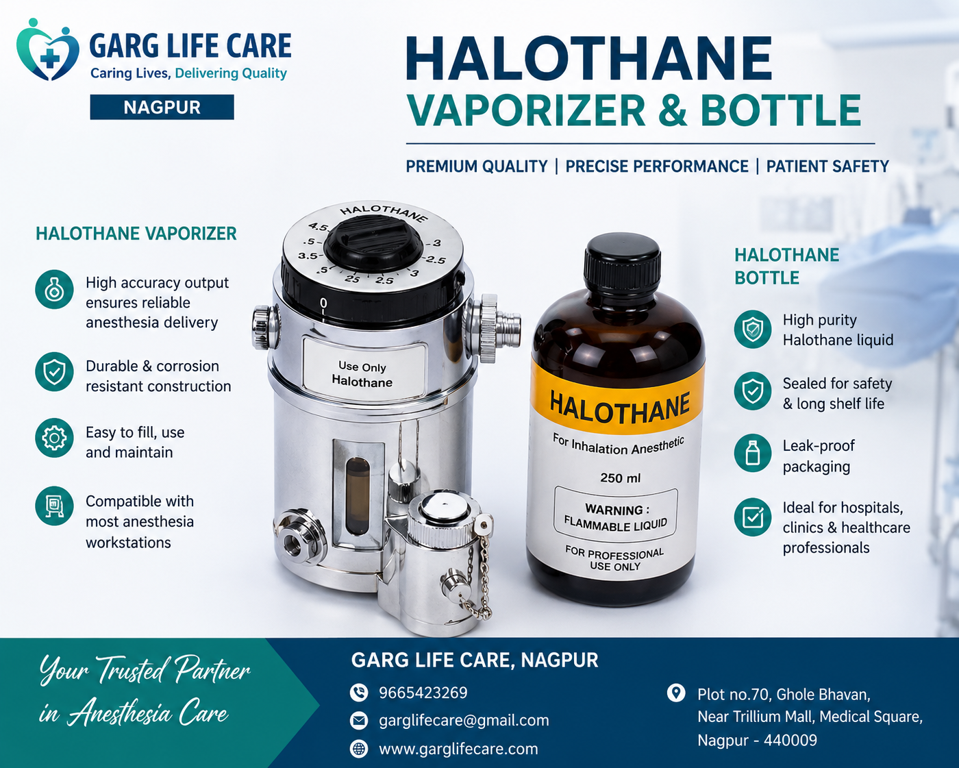 Halothane Vaporizer & Bottle