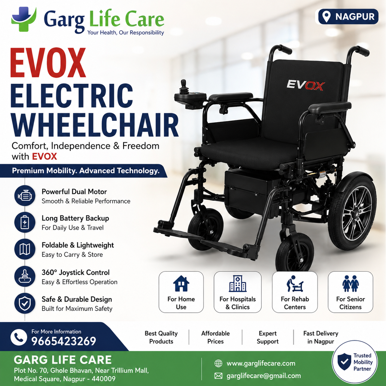 Evox Electric Wheelchair – Sell & Rental Service in Nagpur