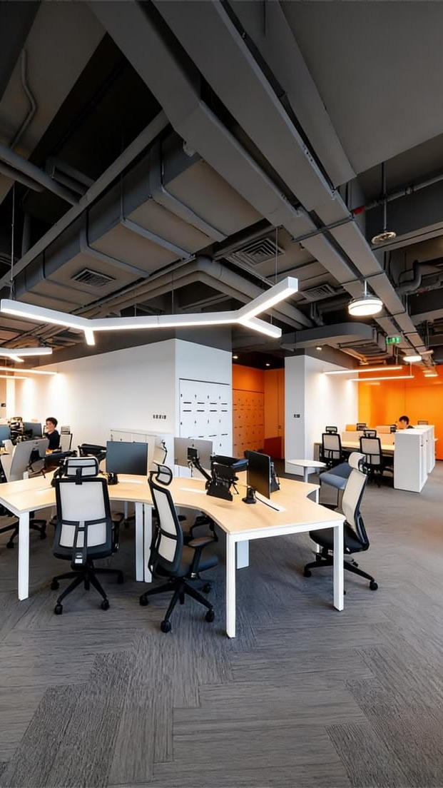 Bold Orange Accent Wall Office Interior Designers Chennai