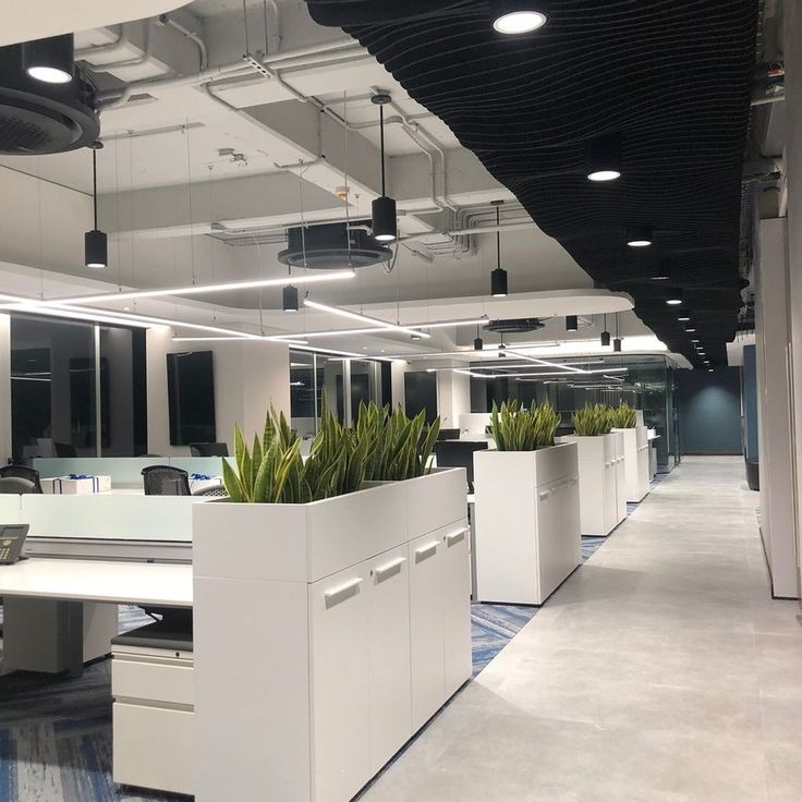 Clean and space efficient office layout interior design