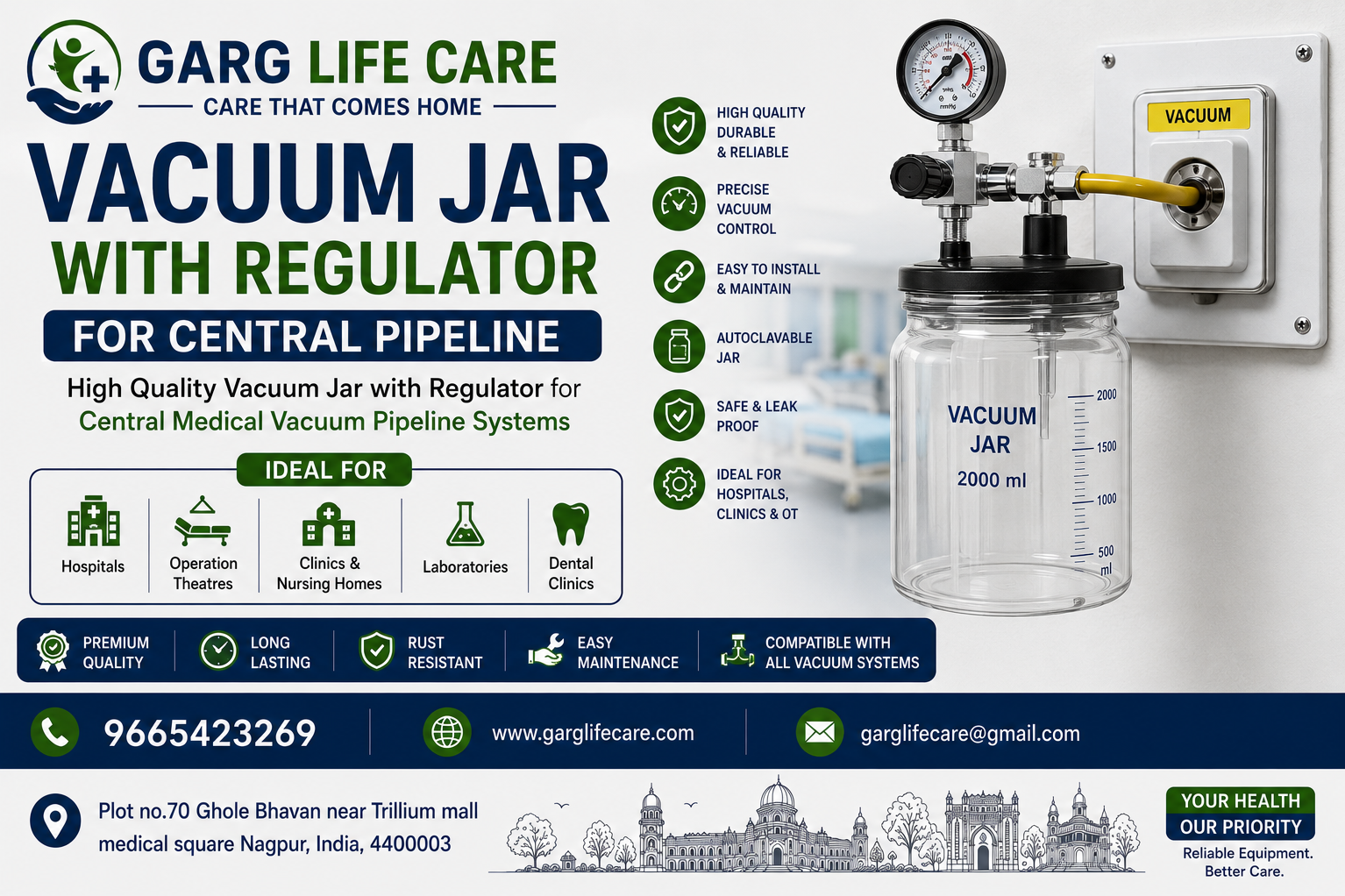 Vacuum Jar with Regulator – Medical Suction Solution