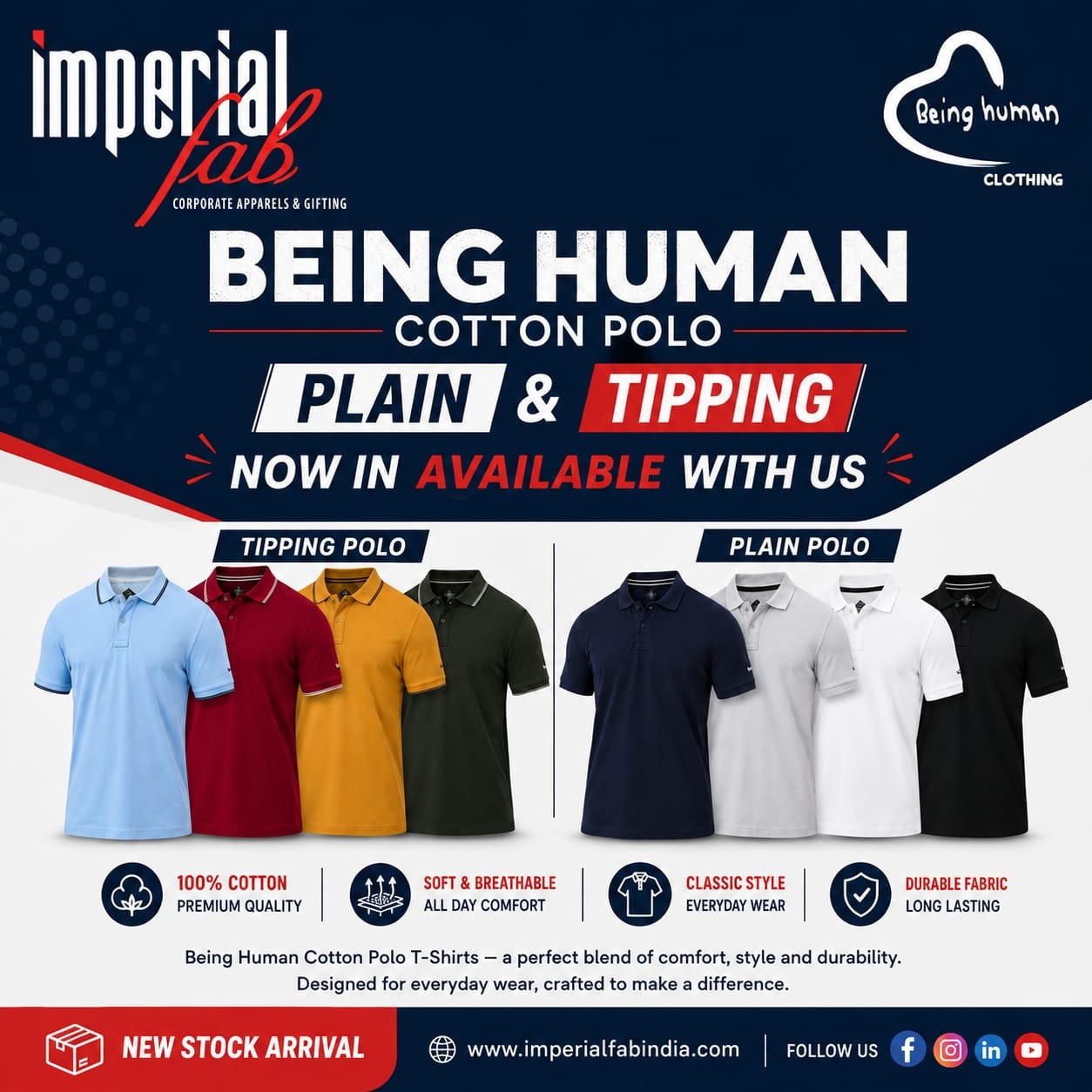 Premium Being Human Cotton Polo T-Shirts – Now Available at Imperial Fab!