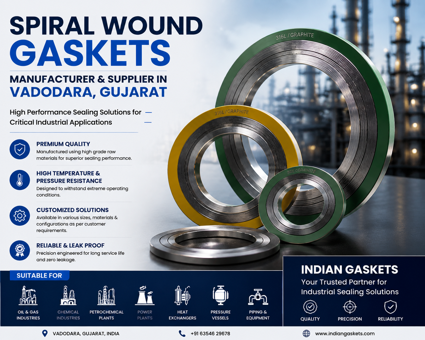 Spiral Wound Gaskets Manufacturer & Supplier in Vadodara, Gujarat