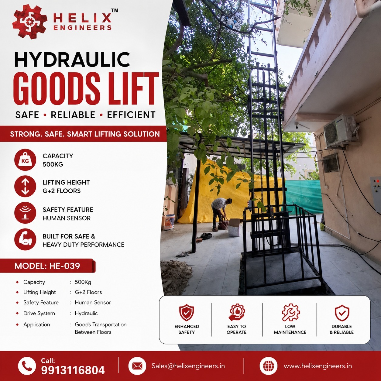 500 Kg Hydraulic Goods Lift Supplier in Pithampur