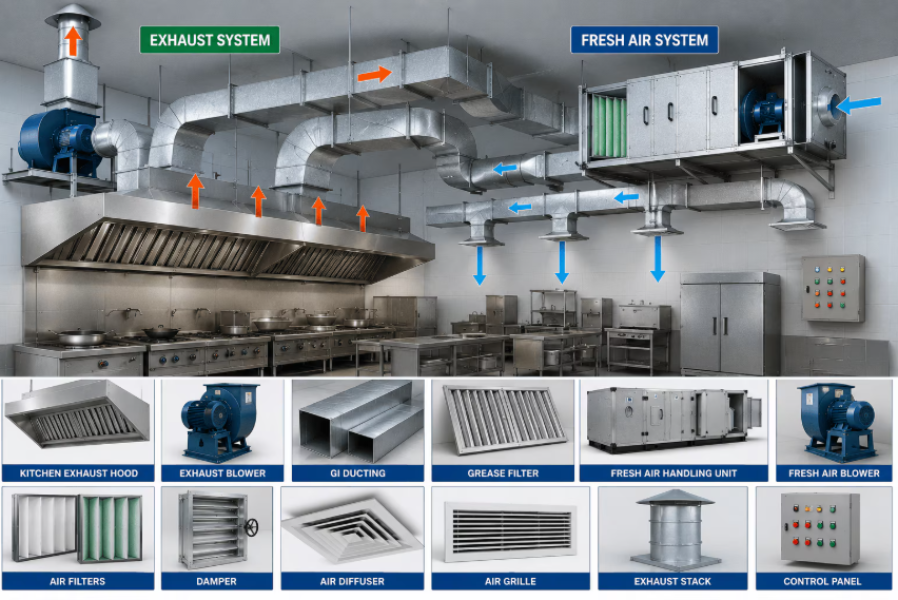 Why a Kitchen Exhaust System in Bangalore Is Essential for Commercial Cooking Spaces