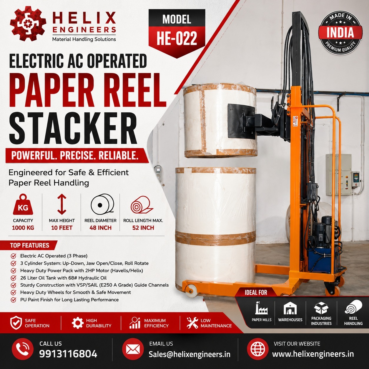 Paper Roll Stacker Manufacturer & Supplier in Pithampur, Indore – Helix Engineers