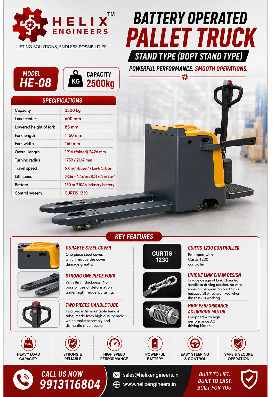Fully Electric Pallet Truck Manufacturer & Supplier in India – Helix Engineers