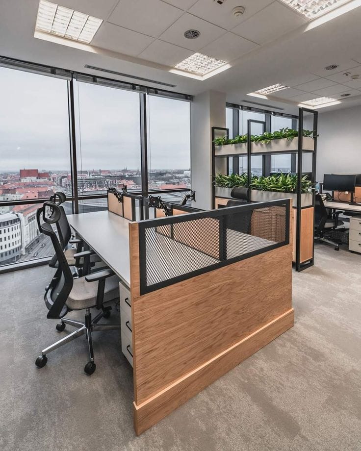 Freestanding planter partition Workstation with Mesh Office Partition