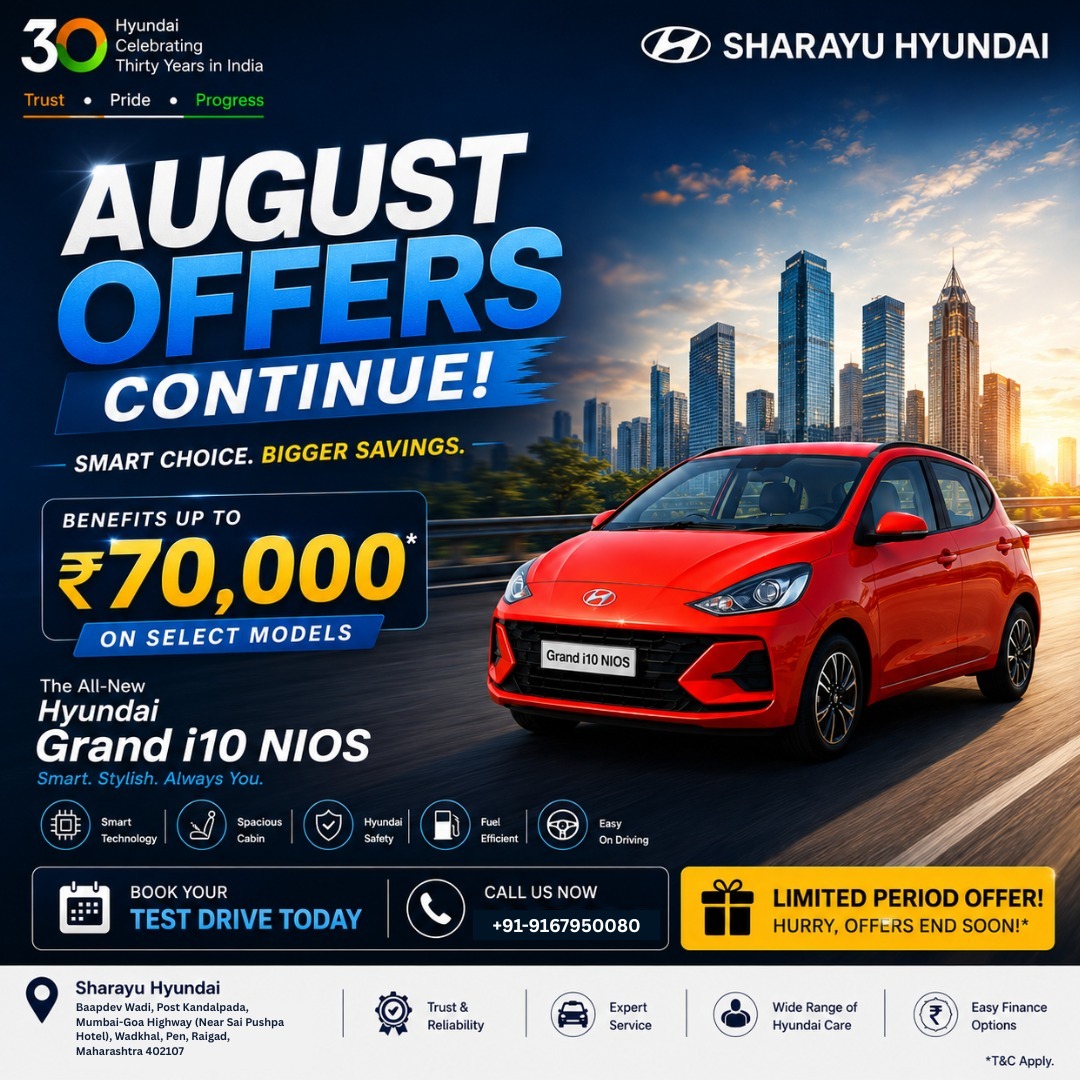 Hyundai Celebrating Thirty Years in India
Trust • Pride • Progress
AUGUST OFFERS CONTINUE!
SMART C...