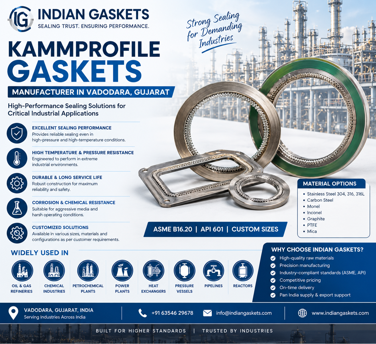 Best Kammprofile Gaskets Manufacturer in Vadodara | Industrial Gaskets Supplier