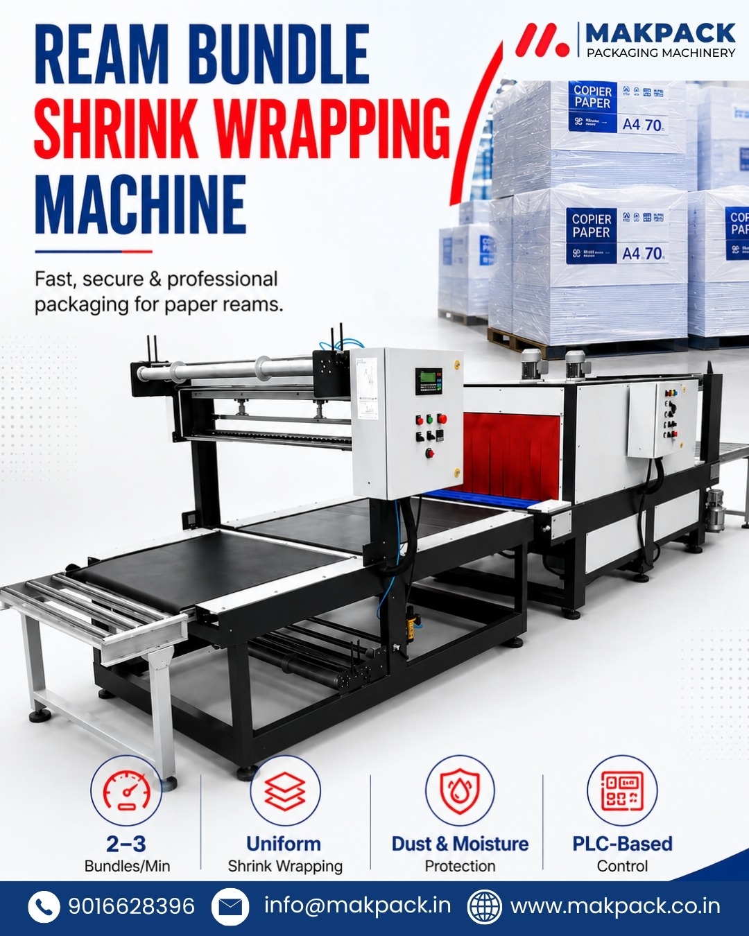 Ream Bundle Shrink Wrapping Machine for Secure Paper Packaging