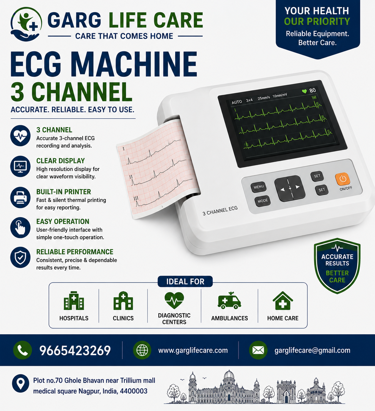 3 Channel ECG Machine