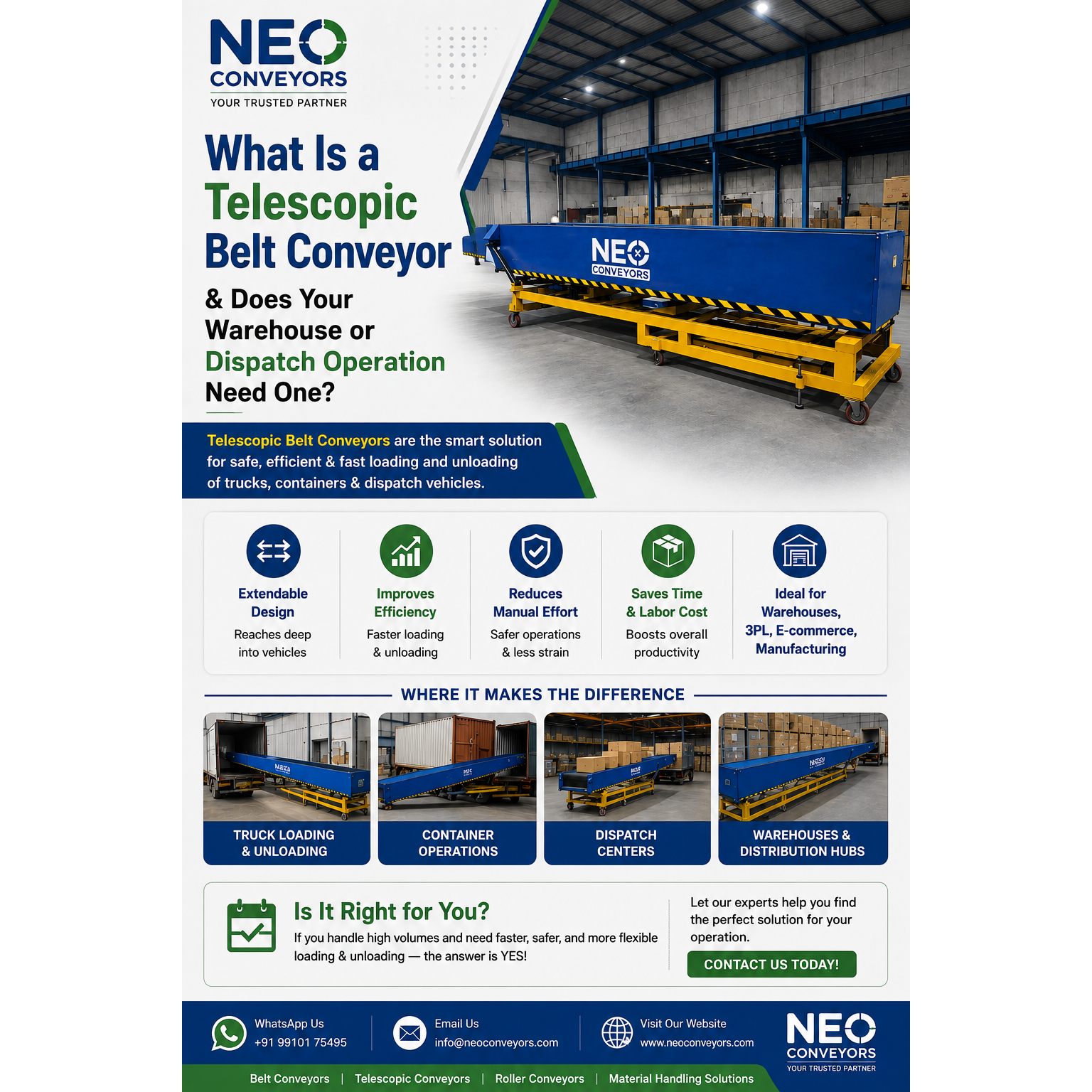 What Is a Telescopic Belt Conveyor & Does Your Warehouse or Dispatch Operation Need One?